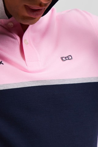 Polo Euskarian - Bleu marine et rose poudré