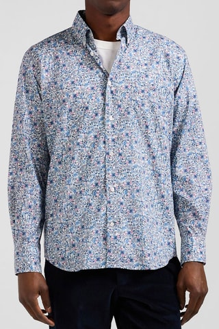 Chemise Happy Print - Blanc et bleu