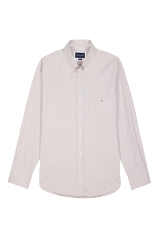 Chemise en coton biologique Ottanio - Marron et blanc