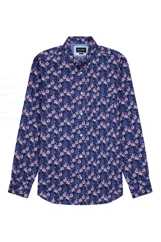 Chemise Albury Print Twill La Flamme - Bleu marine et rose