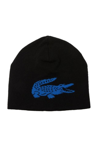 Bonnet réversible en laine - Bleu foncé et noir