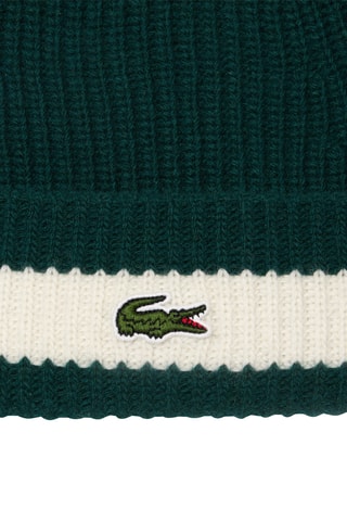 Bonnet en laine - Vert foncé et blanc