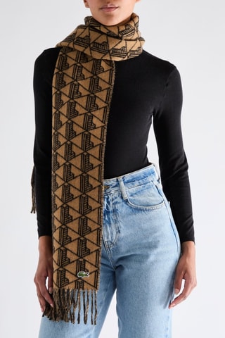 Echarpe réversible en laine - Marron clair et noir