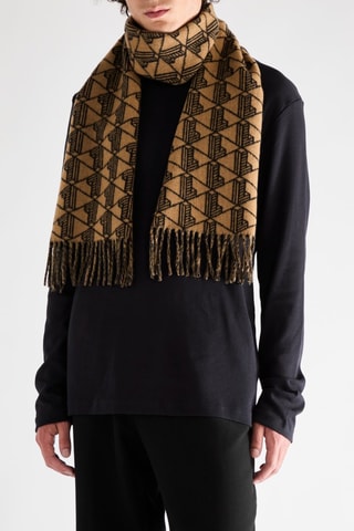 Echarpe réversible en laine - Marron clair et noir