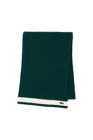 Echarpe en laine - Vert foncé et écru