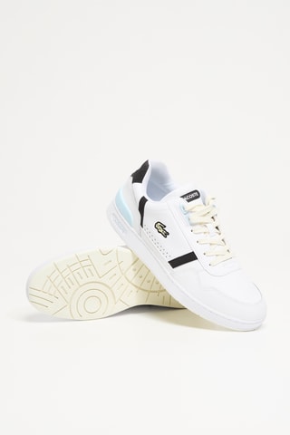 Baskets en cuir T-clip - Blanc et bleu clair