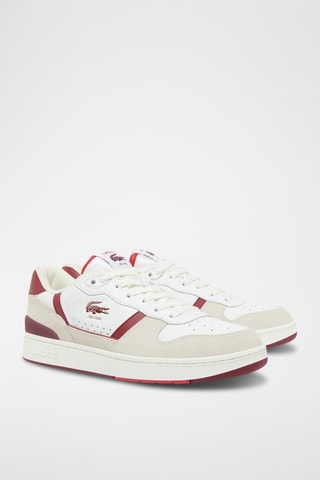 Baskets en cuir T-Clip - Blanc et beige