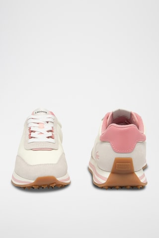 Baskets en cuir L-Spin - Ecru et rose