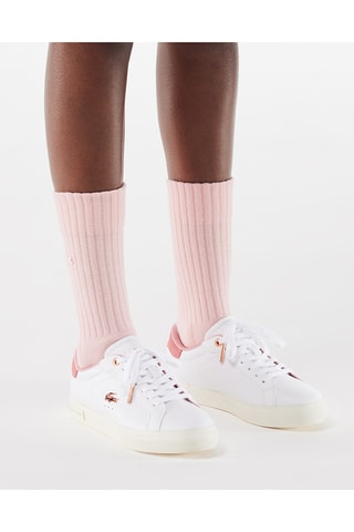 Baskets en cuir Powercourt Leather - Blanc et rose poudré