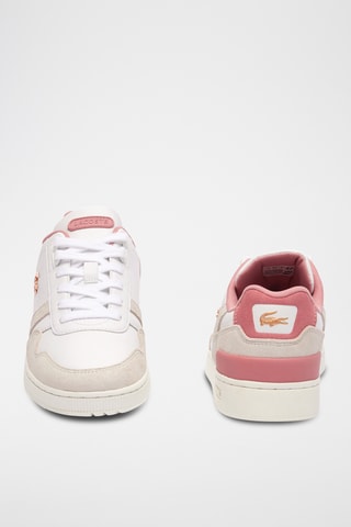 Baskets cuir T-Clip - Blanc et rose poudré