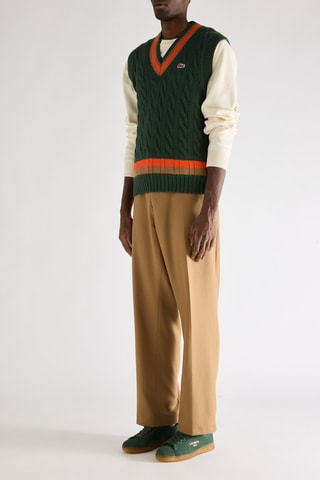 Pull classic fit sans manches en laine - Vert foncé