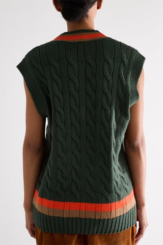 Pull classic fit sans manches en laine - Vert foncé