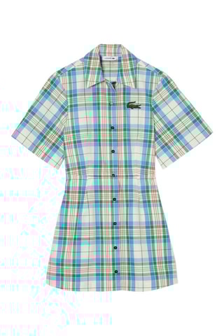 Robe chemise slim - Ecru et ciel