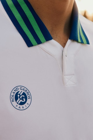 Polo slim Roland-Garros - Blanc et bleu marine