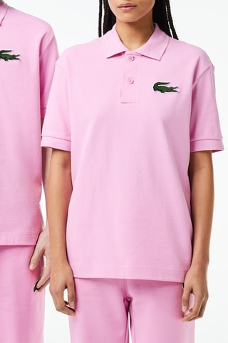 Polo loose en coton biologique - Rose et vert