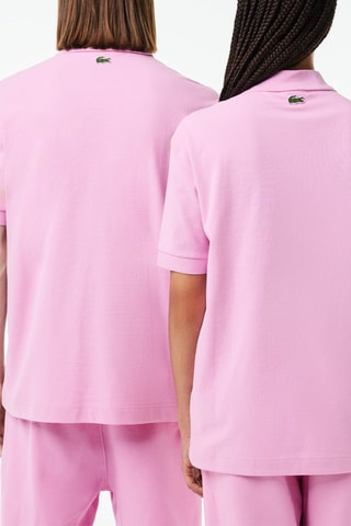 Polo loose en coton biologique - Rose et vert