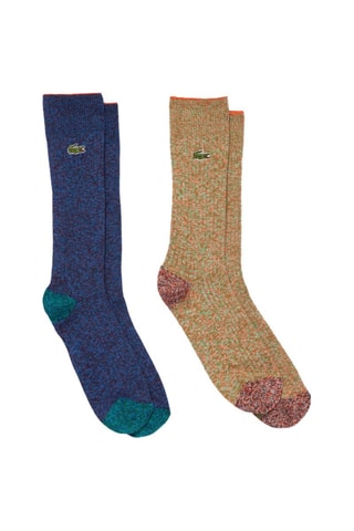 2 paires de chaussettes en coton biologique - Bleu marine chiné et orange chiné