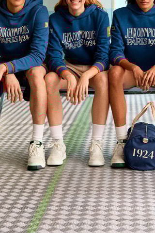 Sweat à capuche en coton biologique Jeux Olympique Paris 1924 - Bleu