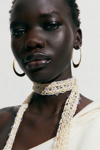 Foulard détail sequins - Ecru