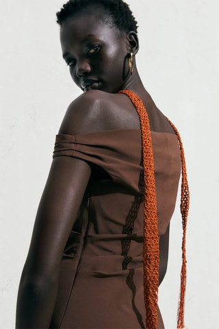 Foulard crochet franges - Orange