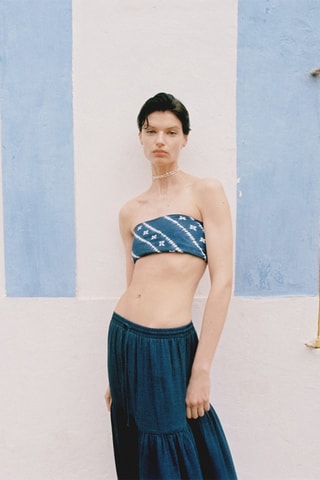 Foulard imprimé coton - Bleu