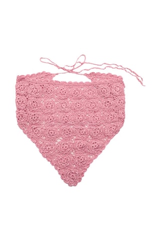 Foulard maille crochet - Rose