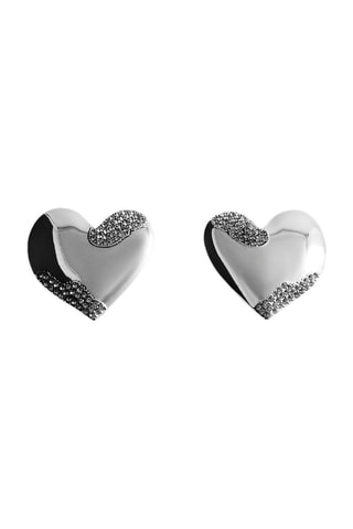 Boucles d'oreilles coeur strass - Argenté