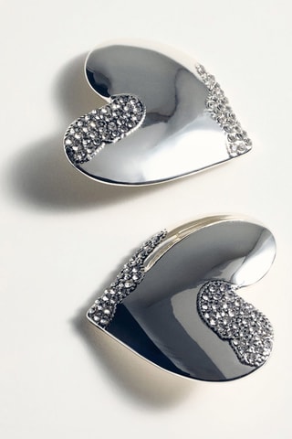 Boucles d'oreilles coeur strass - Argenté