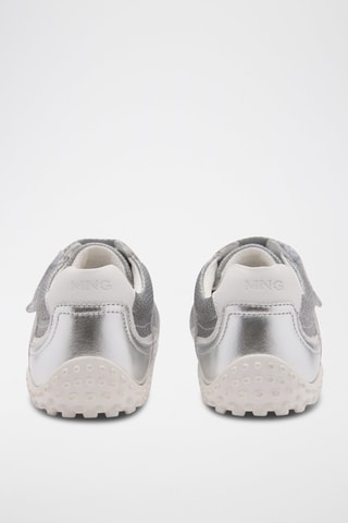 Tennis toile cuir - Argenté