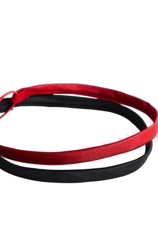 Serre-tête élastique satiné - Noir et rouge