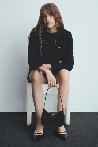 Sac porté épaule effet verni - Noir