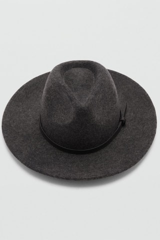 Chapeau laine ruban décoratif - Gris