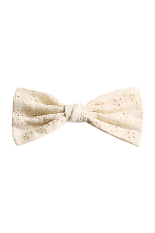 Barrette noeud broderie - Beige