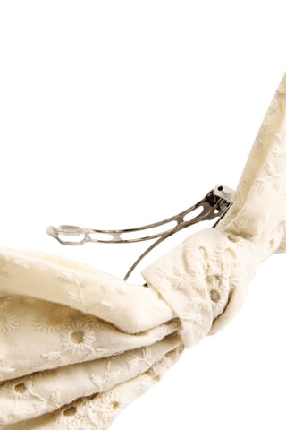 Barrette noeud broderie - Beige