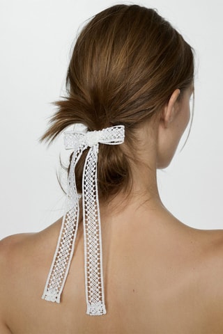 Lot 2 barrettes noeud crochet - Blanc