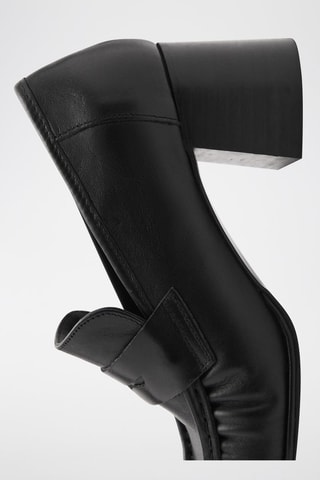 Chaussures froncées cuir talon - Noir