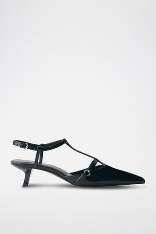 Chaussures cuir talon kitten heel - Noir