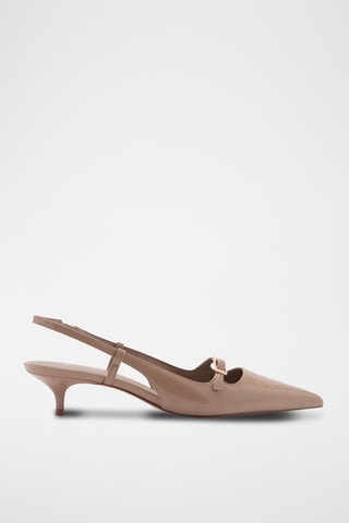 Chaussures talon ouvertes à l'arrière boucles - Marron clair