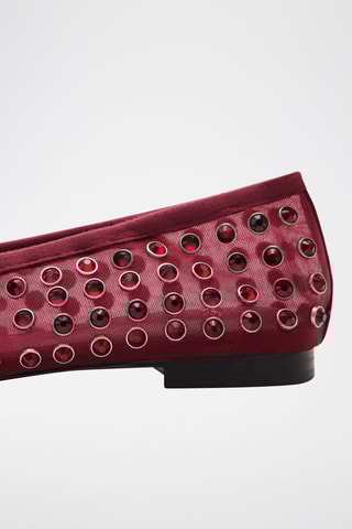 Ballerines cloutées maille filet - Bordeaux