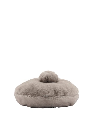Béret fausse fourrure pompon - Gris