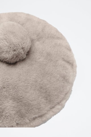 Béret fausse fourrure pompon - Gris