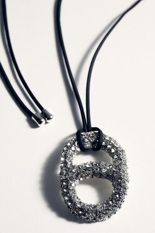 Collier cordon cristaux - Noir