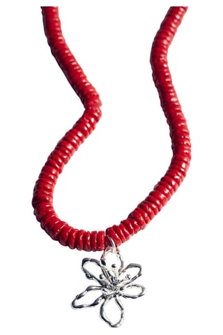 Collier coquillages pendentif - Rouge
