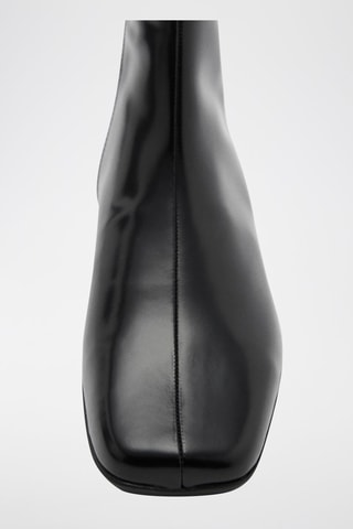 Bottines cuir bout carré - Noir