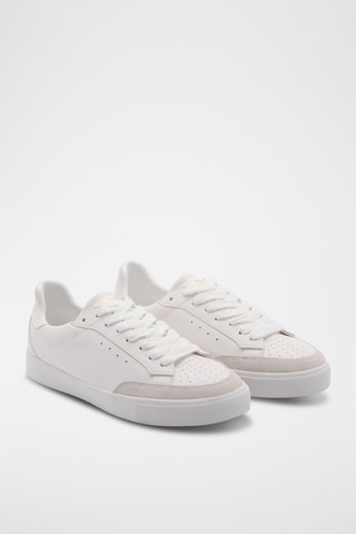 Baskets empiècements cuir - Blanc