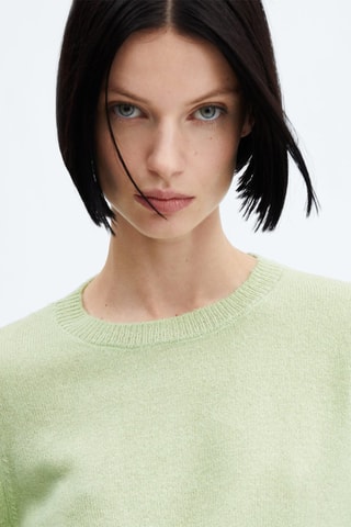 Pull-over maille col rond - Vert pastel