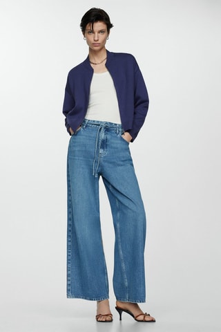 Cardigan maille fermeture éclair - Bleu marine