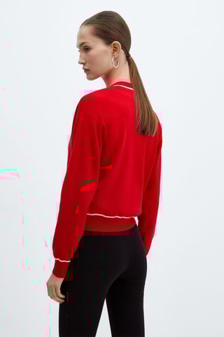 Cardigan liserés contrastants - Rouge