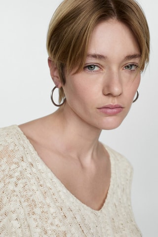 Pull-over maille fine manches longues - Blanc cassé