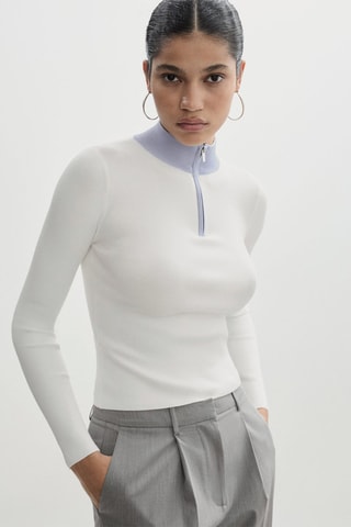 Pull-over col fermeture Éclair - Écru